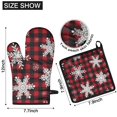 thumbnail image 6 of Red Christmas Snowflake and Plaid Pattern Kitchen Oven Mitt and Pot Holder Sets 4 Pcs for Baking, Cooking and Grilling, Heat Resistant Up To 392 °F, 6 of 7