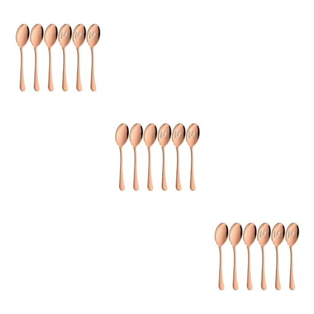 Youkk Ensemble de 6 Pcs Cuillères de Service Durables en Acier Inoxydable Ensembles pour Acier Inoxydable Durable Ensemble Cuillères en Acier Inoxydable Or Rose 3Ensemble