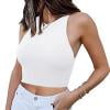 thumbnail image 1 of Débardeurs pour Femmes Athletic Works Sexy Décontracté Sans Manches Col Rond Hauts Blouse Crop Top, 1 of 1