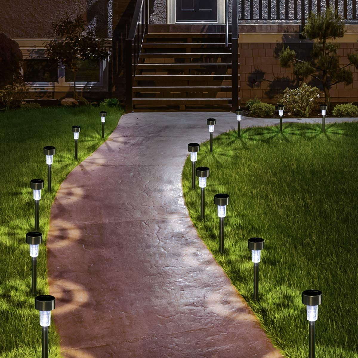24pcs Solar Lights Outdoor Garden Pathway Walkway Landscape Waterproof LED Lamp 