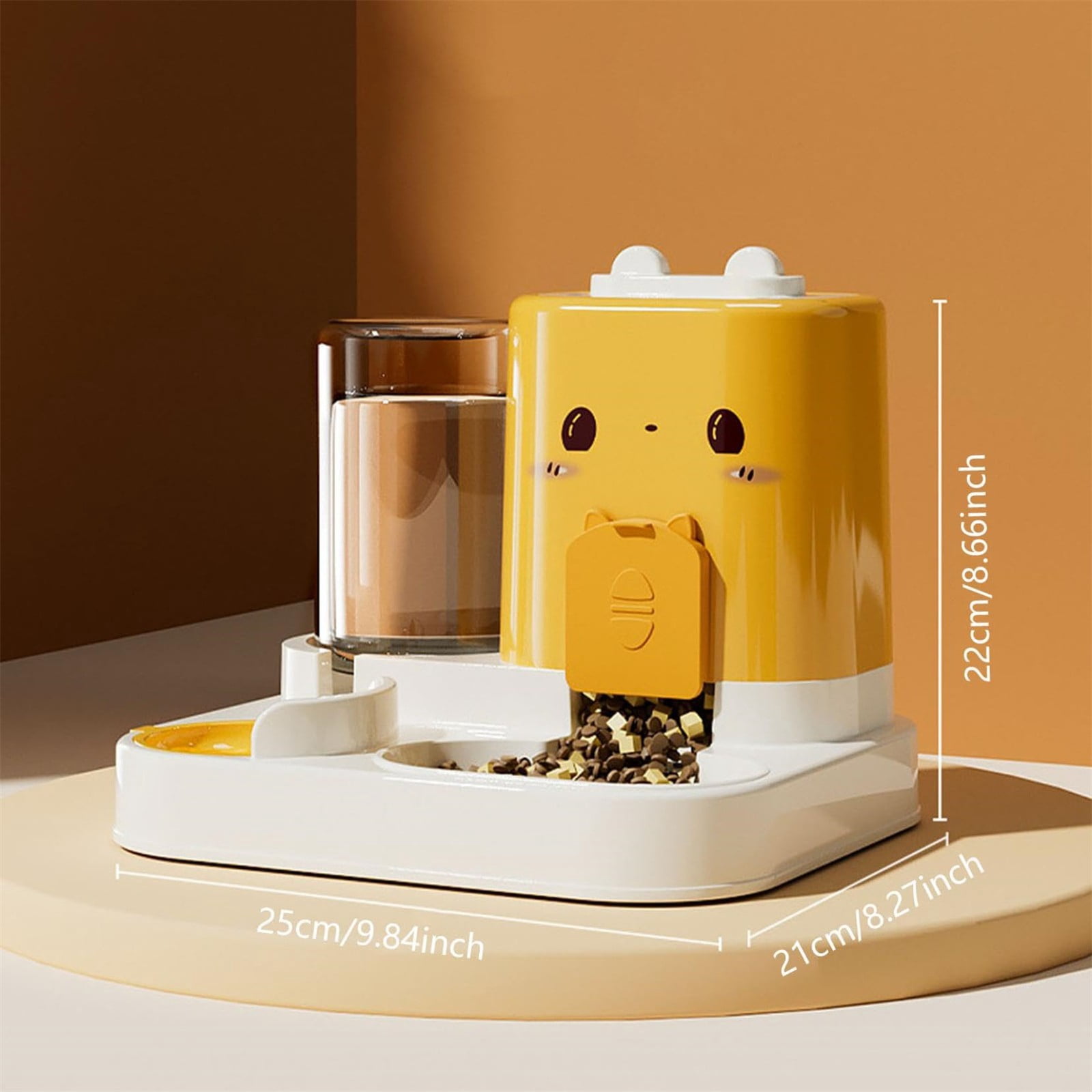 2-in-1 Automatic Pet Feeder,Removable Food and Water Dispenser for Small Dogs and Cats,Portable, Gravity Fed, No Spill,for Home, Travel, and Crate，As Shown