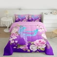 thumbnail image 2 of Manfei Ballet Dancer Slihouette King Size Comforter Sets,Chic Flower Floral Bedding Comforter Set,Pink Purple Bedding Set For Girls Kids,Ultra Soft Home Decor,3-Piece, 2 of 8