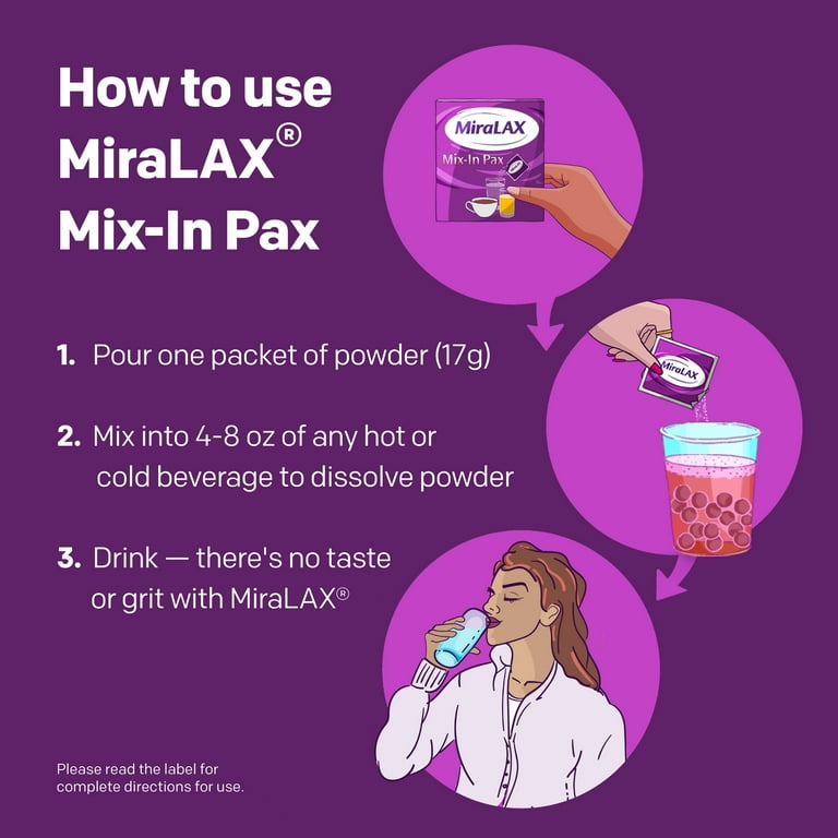 MiraLAX Mix-in Pax, Constipation Relief, Laxative, No Sudden
