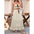 thumbnail image 3 of Summer 2 Piece Maxi Skirt Set for Women Y2k Tie Crop Top Flowy Dress Vacation Beach Outfit Color L, 3 of 9