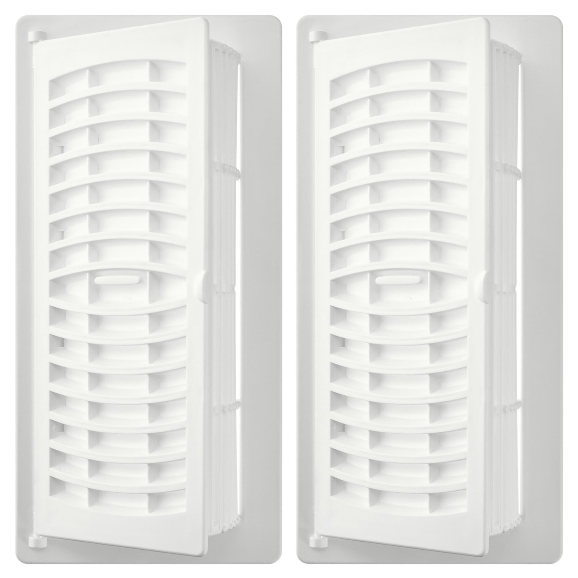 4in x 10in Plastic Rust Proof White Pop-Up Heating and Cooling Floor Register (2 PACK) - Overall Dimensions 5 1/4in x 11 1/4