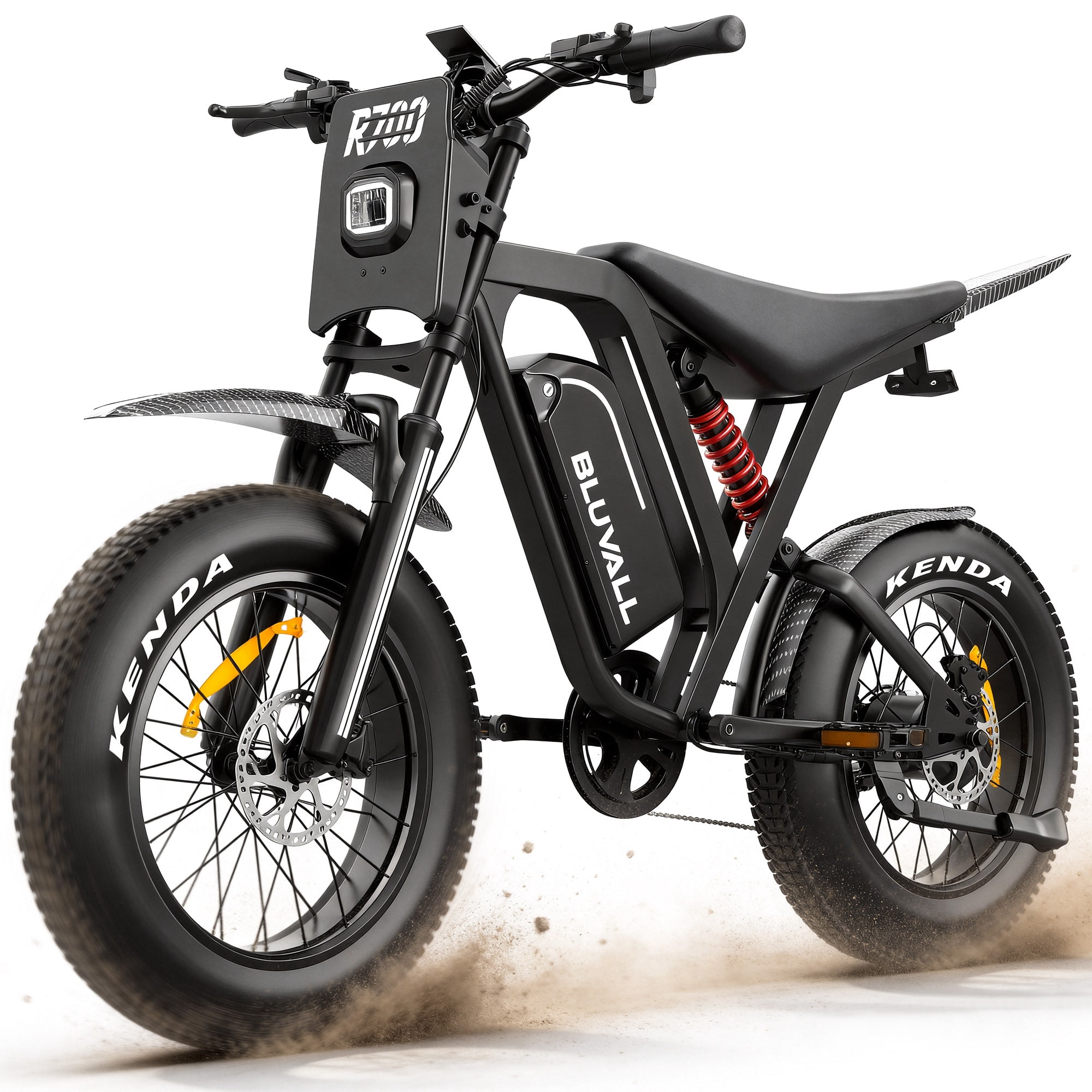 Bluvall 2500W Peak Electric Bike for Adults, Dual Hydraulic Brake Mountain e-Bike,52V 25Ah 35MPH 80 Mile 7-Speed Full Suspension 20"Fat Tire Electric Bicycle,UL2849