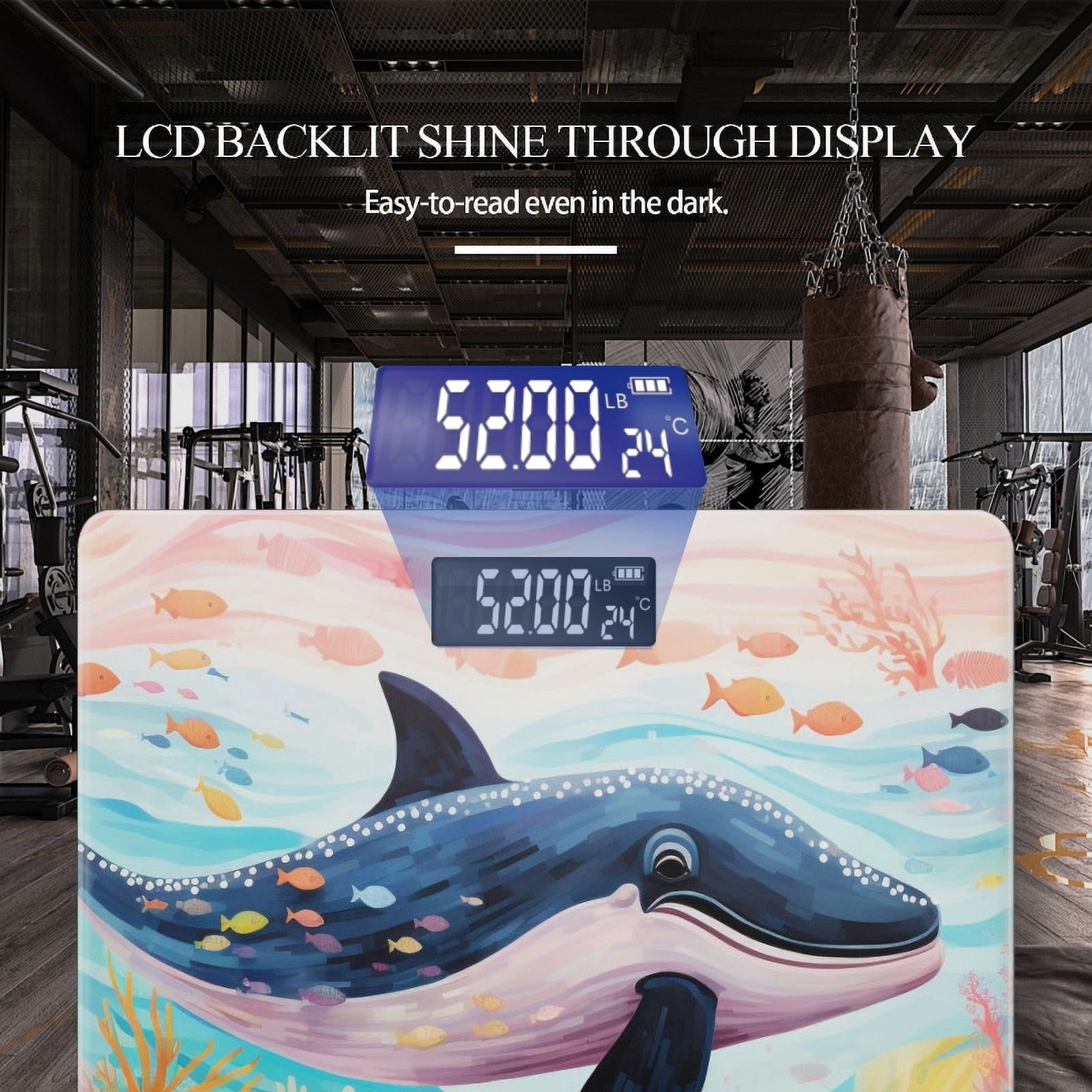 High Precision Body Weight Scale Smart Bathroom Scales with Large LCD Display(400lbs),Decorative for Bedroom-Massive Whale The Master Of The Oceans