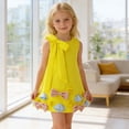 thumbnail image 5 of FINALGANG Girls Kids Sleeveless Crewneck Dress Big Bow Decor Bows Flower Embellishment Cute Casual Party Dress For Daily Wear Yellow 3-4 Years, 5 of 9