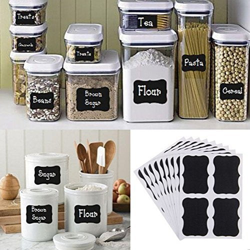 Healifty 25pcs Chalkboard Labels Pantry Storage Stickers Waterproof Blackboard Stickers for Jars Spice Glass Bottles Containers Canisters 