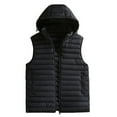 thumbnail image 3 of QATAINLAV Men's Removable Hood Puffer Vest Solid Color Zip-Up Collar Sleeveless Jacket Outdoor Casual Quilted Coats with Pockets, Black, XXL, 3 of 8