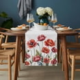 thumbnail image 2 of Red Flowers Table Runner - 60 Inch Long, Kitchen Dining Table Runner Dresser Scarves, Watercolor Botanical Floral Herbs Leaves Farmhouse Decor for Coffee Tables Wedding Party Banquet, 2 of 8