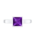 thumbnail image 4 of Rosec Jewels Princess Cut Amethyst Solitaire Ring for Women - 1 Carat - AAA Quality - February Birthstone Ring - Ready to Gift, 925 Sterling Silver, US 4.00, 4 of 8