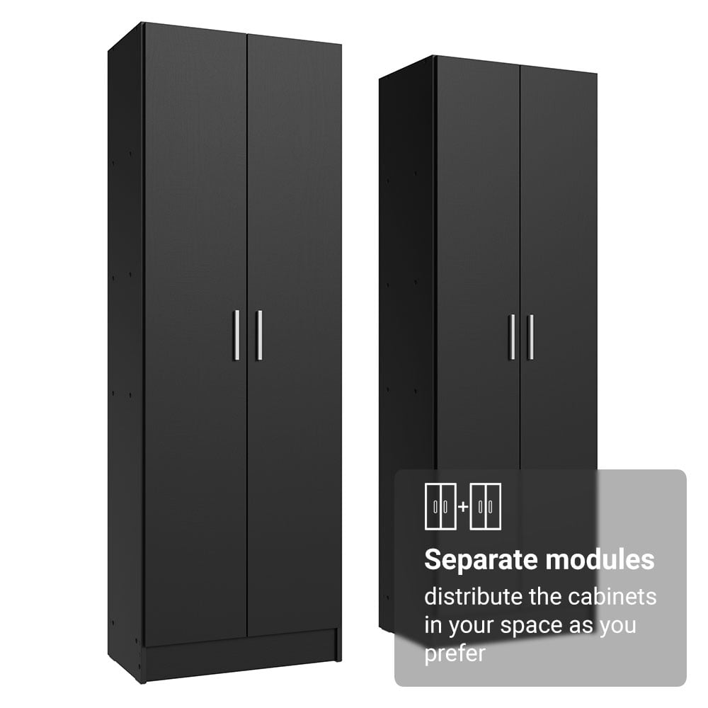 Madesa Garage Pantry Storage Cabinet with 4 Doors and 10 Shelves Wooden Unit – Black