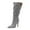 Grey, variant on Pointed Toe Stiletto Heels Women Slouchy Denim Fashion Studded Knee High Boots Sexy Winter Dress Pull on Wide Calf Long Boots