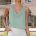 thumbnail image 2 of Ulitacool Women'S Shirts Linen Sleeveless Tank Top Summer Breathableloose Fit V Neck Blouse Tunic Shirt Simple Style Clothing L Green, 2 of 7