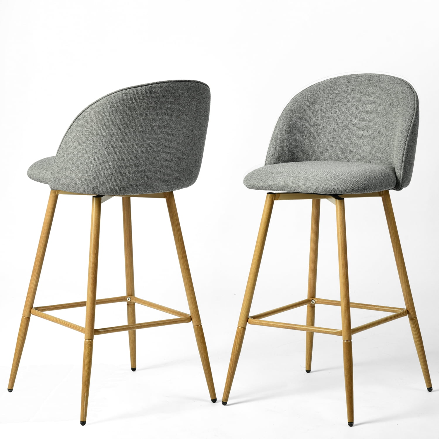 Homy Casa 26" Swivel Counter Height Bar Stools, Set of 2, Kitchen Island Chairs, Urban Grey
