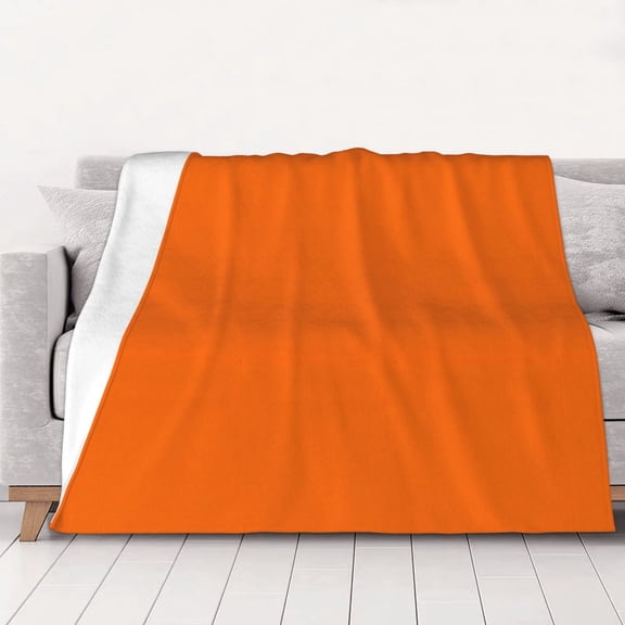 Burnt Orange Solid Color Warm Cozy Plush Throw Blanket for Couch Bed Sofa 60"x50"