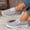 Grey, variant on Womens Canvas Slip On Shoes Canvas Upper Round Toe Flat Sole Casual Sneakers for Women Non Slip Rubber Sole Summer Walking Footwear US :6