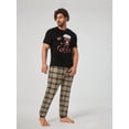 thumbnail image 5 of Men 1pc Coffee & Letter Graphic Tee & 1pc Plaid Pants PJ Set, 5 of 5