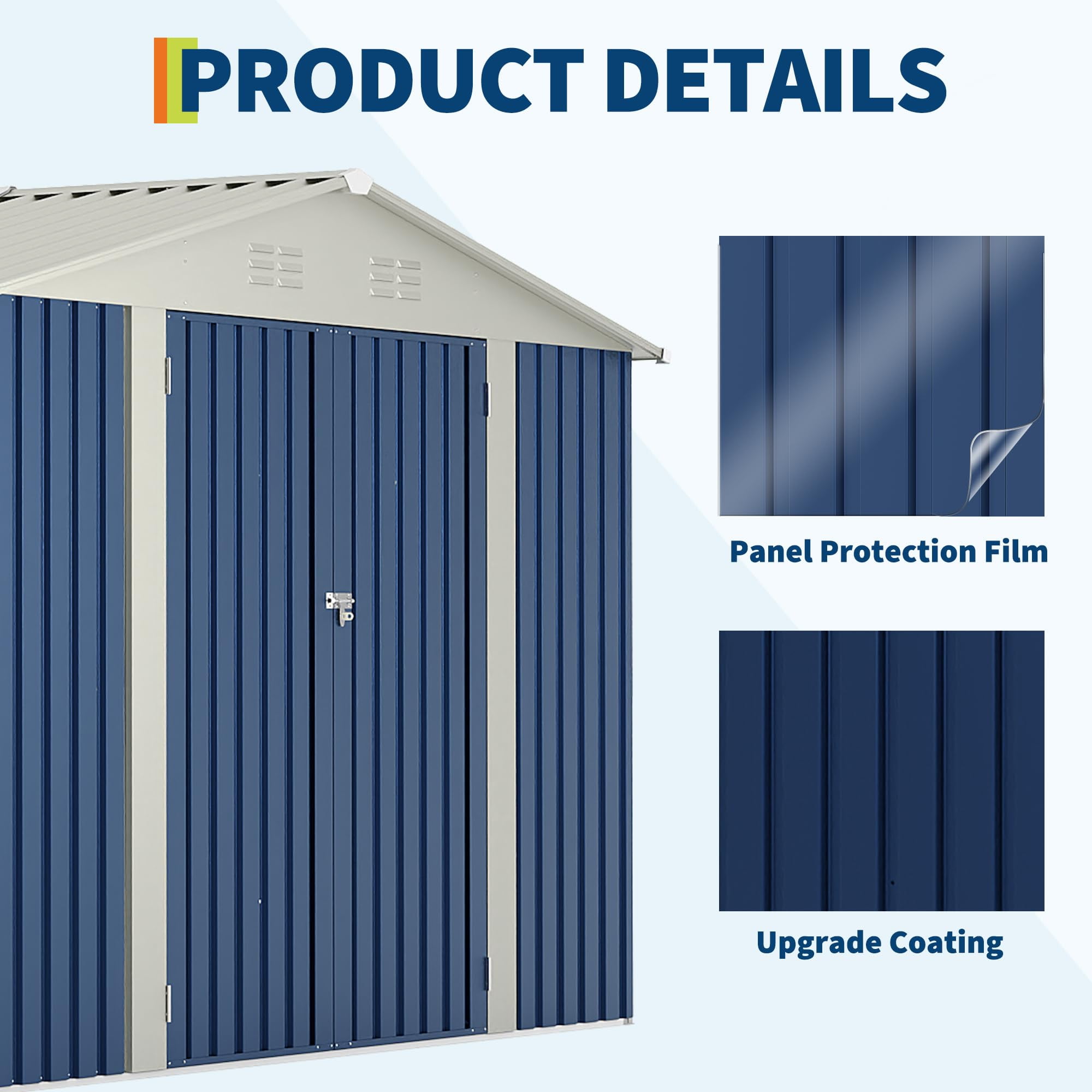 10X12 FT Storage Shed，Lockable Gable Roof Garden Shed with Grid Window, All-Weather Resistant Storage Unit for Bikes, Ladders, Patio Supplies & Garden Essentials