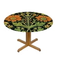 thumbnail image 3 of BCIIG Floral Pattern Orange Flowers Round Table Cover Stain Resistant Washable Indoor Outdoor Tablecloth Kitchen Dining Wedding Parties 100% Polyester Fiber 31"-35, 3 of 8