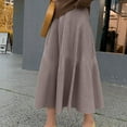 thumbnail image 2 of Mrat Plus Size Skirt Women's Long Knitted Sweater with High Waist and Pleated A-Line Skirt Maxi Skirts S-60 Khaki One Size, 2 of 9