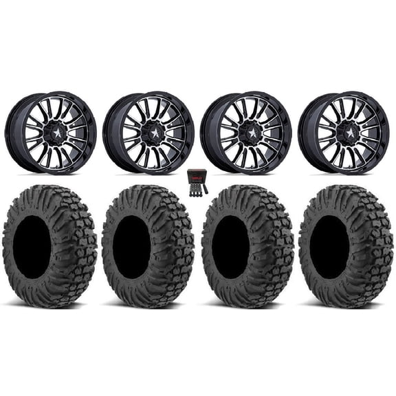 MSA ThunderLips 14" Wheels Machined 28" MotoVator Tires Can-Am Maverick X3 / Honda Pioneer 1000 / Talon