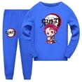 thumbnail image 1 of Conjunto de pijamas de dibujos animados para niños y niñas, ropa de dormir informal de manga larga, con diseño de Demon Slayer, para primavera, 1 of 4