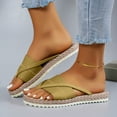 thumbnail image 3 of Beach Espadrilles Flip Flops for Women 2025 Summer Platform Slides Sandals Straw Sole Flat Slippers, 3 of 6