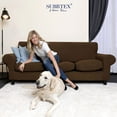 thumbnail image 3 of Subrtex Textured Grid Stretch Sofa Cover Couch Slipcover with Separate Cushion Cover (Chocolate, Sofa), 3 of 7