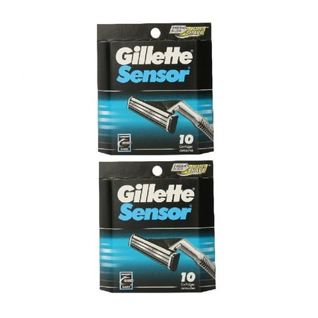 Gillette Sensor Refill Blade Cartridges, 10 Ct. (Pack of 2) + Facial Hair Remover Spring