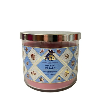 Bath & Body Works Picnic Petals Scented 3 Wick Candle 14.5 oz