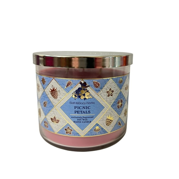 Bath & Body Works Picnic Petals Scented 3 Wick Candle 14.5 oz