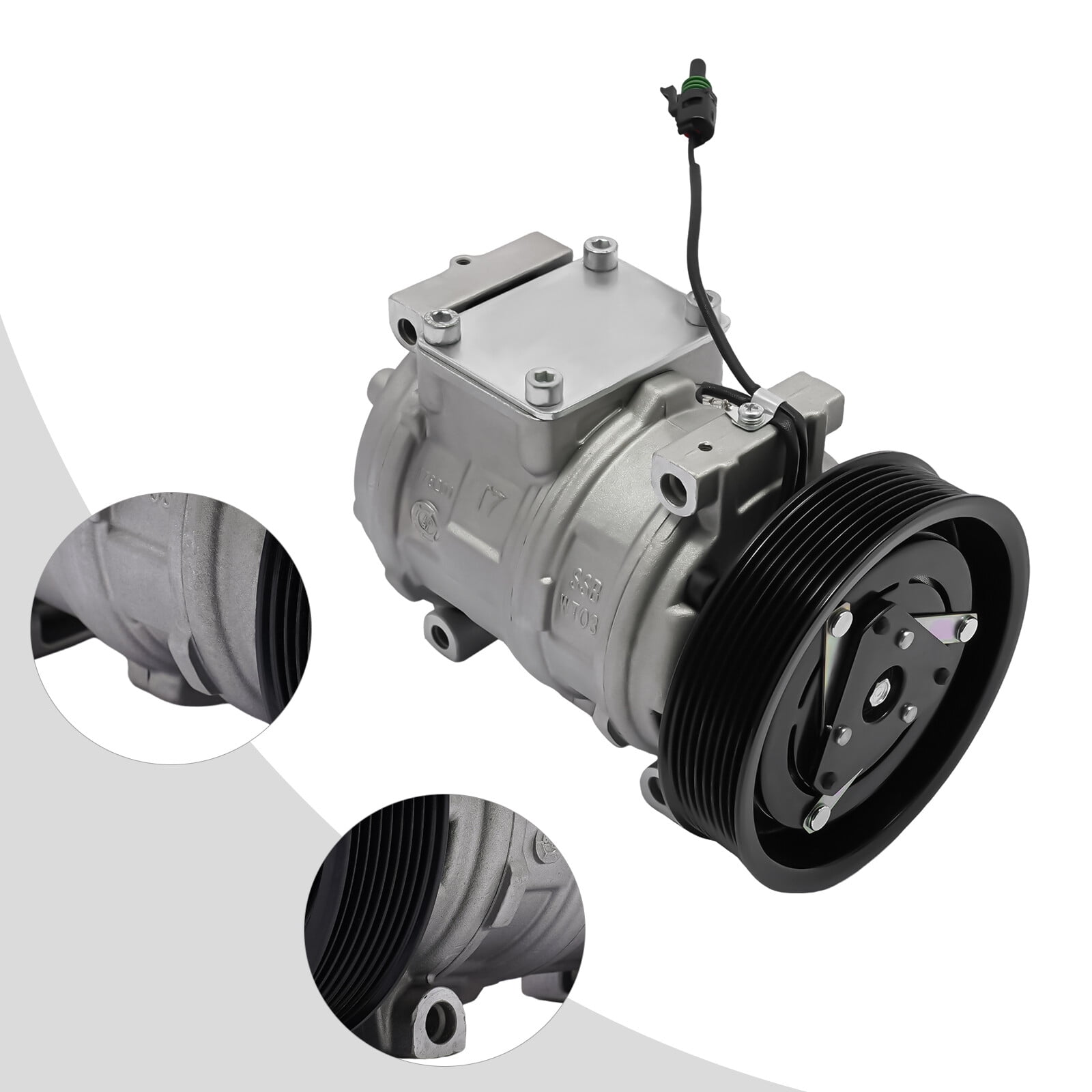 Closed Silver Black Air Compressor W/Clutch For  John Deere  10PA17C RE46609 RE69716 AH169875
