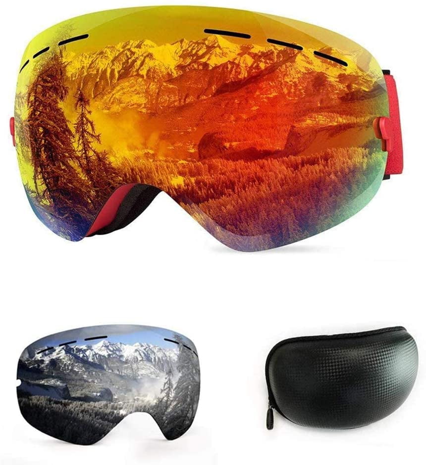 Glymnis Ski Goggles Anti-fog UV Protection Snow Goggles OTG for Men & Women Suitable for Skiing Snowboarding Downhill Skis