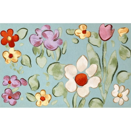 Liora Manne Visions IV Watercolor Flower Indoor/Outdoor Mat Blue 20"X29.5"