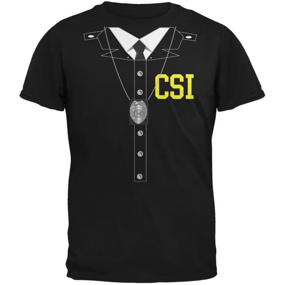 Halloween Crime Scene Investigator Costume Black Adult T-Shirt - Small