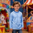 thumbnail image 2 of Bobifish Big Boys Tees Classic Stripe Pattern Crew Neck Long Sleeve T-Shirts Soft Fabric Casual Basic Daily Versatile Street Style Outfits,Size 9-10Y, 2 of 6