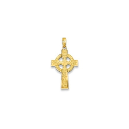 14k Yellow Gold Irish Claddagh Celtic Knot Cross Religious Pendant Charm Necklace Iona