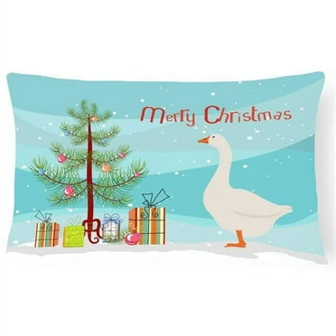 Carolines Treasures BB9259PW1216 Embden Goose Christmas Canvas Fabric Decorative Pillow, Teal, 12H x16W, multicolor
