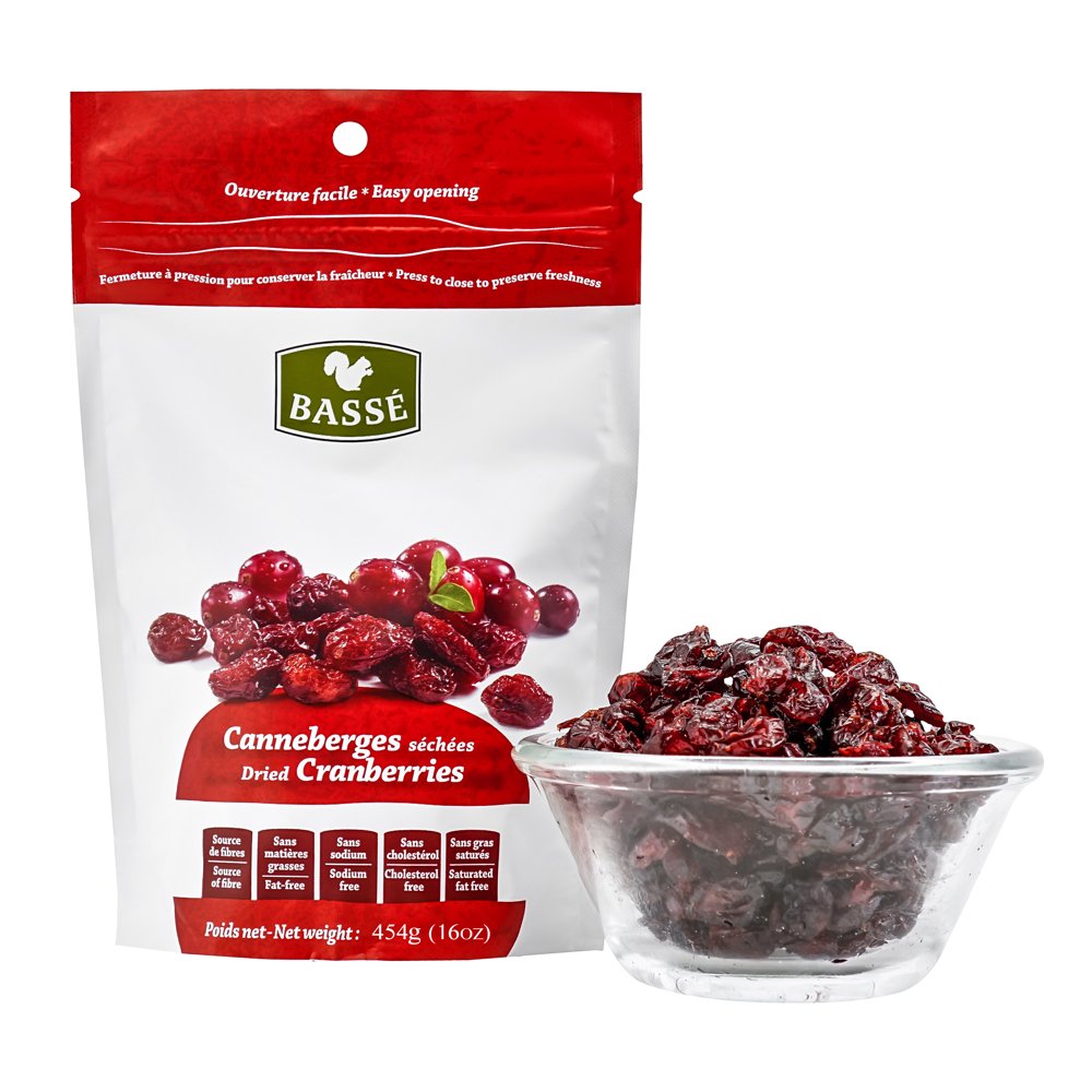 (3 Pack) Basse Dried Fruits Cranberries, 1 lb bag