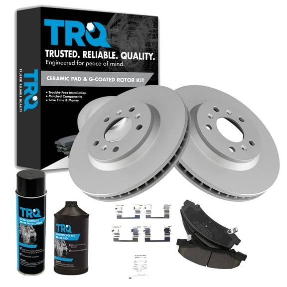 TRQ Front Ceramic Brake Pad & Coated Rotor Kit w/Chemicals for Buick Chevy BKA23879