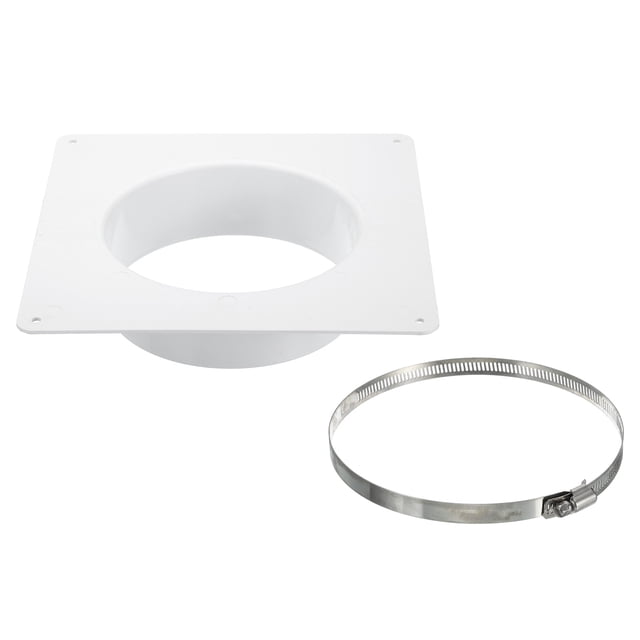 Unique Bargains Plaque Murale de Raccord de Conduit 6 Pieds pour Évent de Sécheuse, Carrée à Ronde avec Pince pour Refroidissement d'Air et Ventilation, Blanc