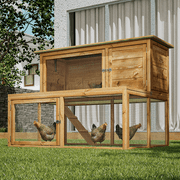 Magshion Outdoor Chicken Coop with 3 Access Areas, Outdoor Hen House with Slide-Out Tray, Weatherproof Poultry Cage, Rabbit Hutch, Wood Duck House (Natural)
