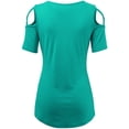 thumbnail image 3 of Made by Johnny Women's Loose Short Sleeve Strappy Cold Shoulder Top XXL JADE, 3 of 6