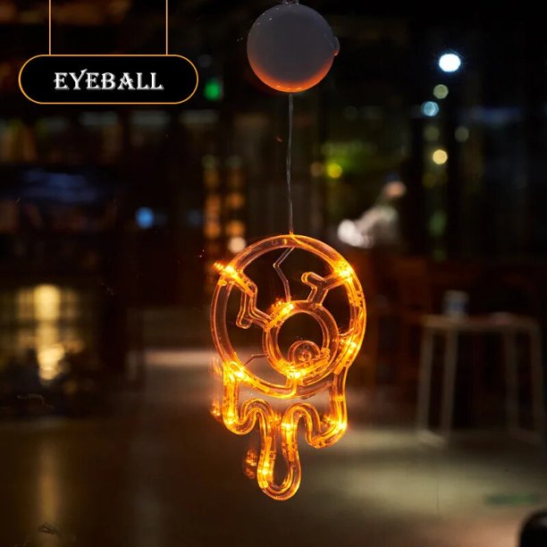 Luces de ventana de Halloween, lámpara de calabaza, Araña, murciélago, ojo fantasma, tapa, telaraña, LED, ventosa, lámpara de decoración de Ambiente, 2024