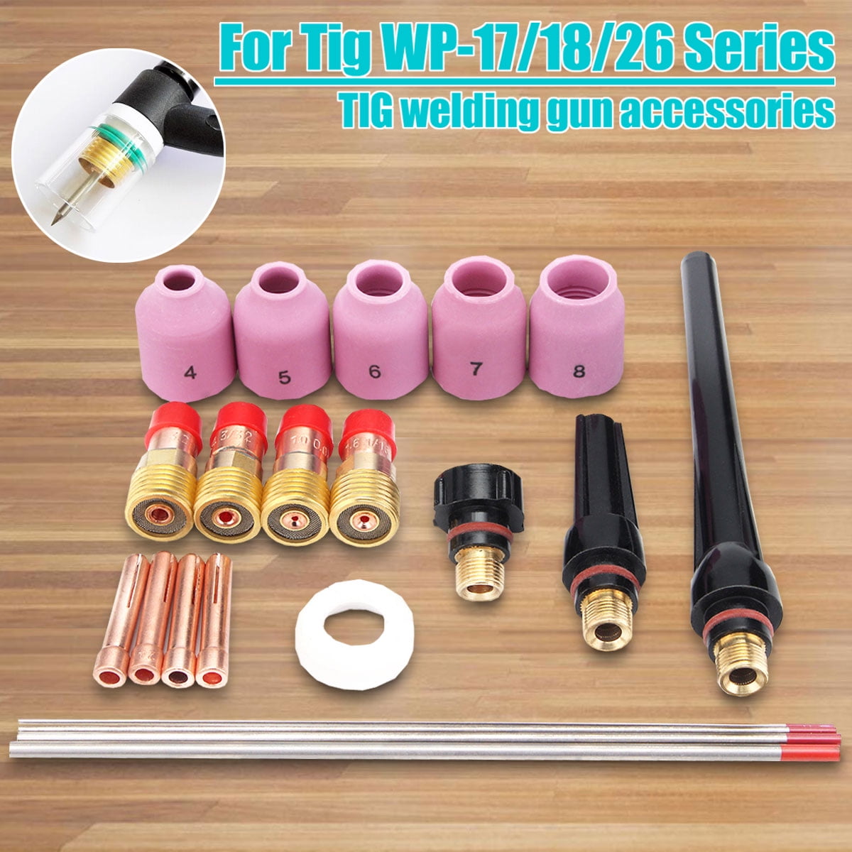 21X TIG Welding Torch Stubby Gas Lens Kit For Tig WP-17/18/26 Series