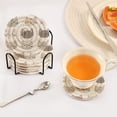 thumbnail image 3 of Yayeee 6 PCS Drink Coasters with Holder Set Woven Absorbent Round Tabletop Hot Pad, Light Gray Cat Pattern, 3 of 7