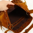 thumbnail image 3 of EeaseMX Bolso de hombro retro con borlas y flecos, tipo cubo, cruzado, para mujer (marrón), 3 of 8