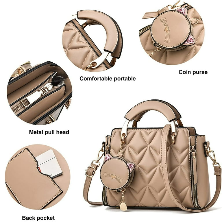 CN Fashion Female Bag Women Leather Handbag Shoulder Bags New Arrive Women Messenger Bag Casual Tote Women Bag Khaki Women s Size One size Beige